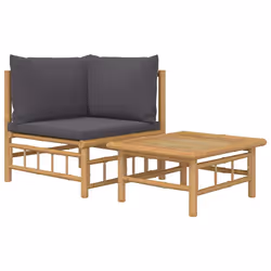 Set Salotto da Giardino 2pz con Cuscini Grigio Scuro Bambùcod mxl 119611 - Vista aggiuntiva 2
