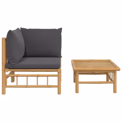 Set Salotto da Giardino 2pz con Cuscini Grigio Scuro Bambùcod mxl 119611 - Vista aggiuntiva 3