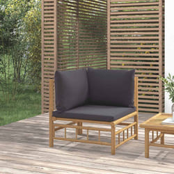 Divano Angolare da Giardino con Cuscini Grigio Scuro Bambùcod mxl 70674