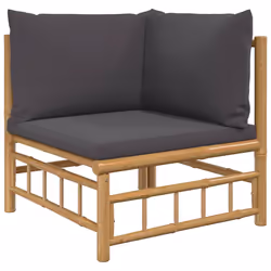 Divano Angolare da Giardino con Cuscini Grigio Scuro Bambùcod mxl 70674