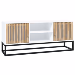 vidaXL Mobile Porta TV Bianco 105x30x45cm in Legno Multistrato e Ferro - Vista aggiuntiva 2