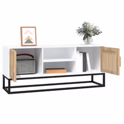 vidaXL Mobile Porta TV Bianco 105x30x45cm in Legno Multistrato e Ferro - Vista aggiuntiva 3