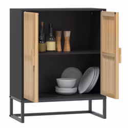 Credenza Nera 60x30x75 cm in Legno Multistratocod mxl 130304 - Vista aggiuntiva 3