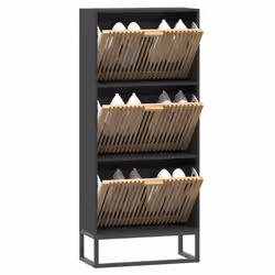 Scarpiera Nera 52x25x120 cm in Legno Multistratocod mxl 78280 - Vista aggiuntiva 3