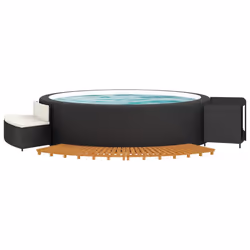 Bordo per Spa Nero in Polyrattan e Legno Massello di Acaciacod mxl 70283 - Vista aggiuntiva 3