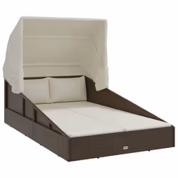 Lettino con Tetto Pieghevole Marrone 200x114x128 cm Polyrattancod mxl 94404 - Vista aggiuntiva 2