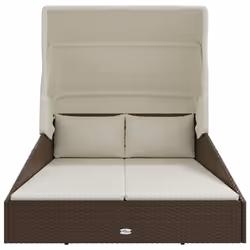 Lettino con Tetto Pieghevole Marrone 200x114x128 cm Polyrattancod mxl 94404 - Vista aggiuntiva 3