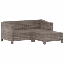 Set Divani da Giardino 3 pz con Cuscini in Polyrattan Grigiocod mxl 94686 - Vista aggiuntiva 3