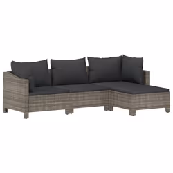 Set Divani da Giardino 4 pz con Cuscini in Polyrattan Grigiocod mxl 94684 - Vista aggiuntiva 2