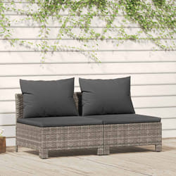 Divano da Giardino a 2 Posti con Cuscini in Polyrattan Grigiocod mxl 94683