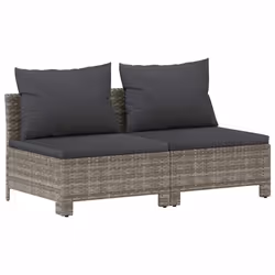 Divano da Giardino a 2 Posti con Cuscini in Polyrattan Grigiocod mxl 94683 - Vista aggiuntiva 2