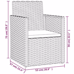 VidaXL 362321 sedia da esterno Terrazzo Seduta imbottita Rattan sintetico, Acciaio Grigio - Vista aggiuntiva 8