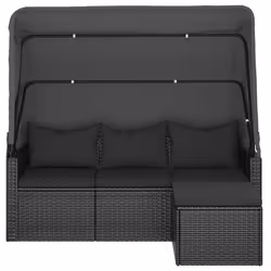 Divano Giardino 3 Posti con Tetto e Poggiapiedi Nero Polyrattancod mxl 71661