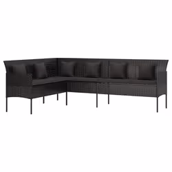 Divano da Giardino a L con Cuscini Nero in Polyrattancod mxl 70671 - Vista aggiuntiva 2