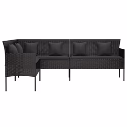 Divano da Giardino a L con Cuscini Nero in Polyrattancod mxl 70671 - Vista aggiuntiva 3