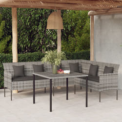 Divano da Giardino a L con Cuscini Grigio in Polyrattancod mxl 94678