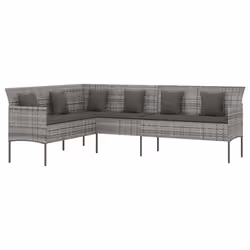 Divano da Giardino a L con Cuscini Grigio in Polyrattancod mxl 94678 - Vista aggiuntiva 2