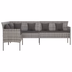 Divano da Giardino a L con Cuscini Grigio in Polyrattancod mxl 94678 - Vista aggiuntiva 3