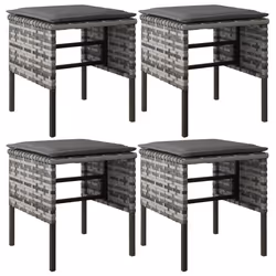 Poggiapiedi da Giardino con Cuscini 4pz Grigio in Polyrattancod mxl 70679 - Vista aggiuntiva 2