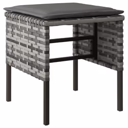 Poggiapiedi da Giardino con Cuscini 4pz Grigio in Polyrattancod mxl 70679 - Vista aggiuntiva 3