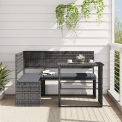 Vidaxl - Divano da Giardino con Tavolo e Cuscini a l Grigio Polyrattan