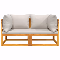 Divani Angolo Modulari 2pz Cuscini Grigio Chiaro Legno Acaciacod mxl 95623 - Vista aggiuntiva 3