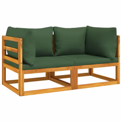 Divani Angolari Modulari 2pz con Cuscini Verdi Massello Acaciacod mxl 78425 - Vista aggiuntiva 2