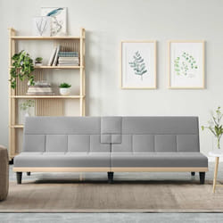Divano Letto con Portabicchieri in Tessuto Grigio Chiarocod mxl 119528