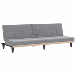 Divano Letto con Portabicchieri in Tessuto Grigio Chiarocod mxl 119528 - Vista aggiuntiva 2