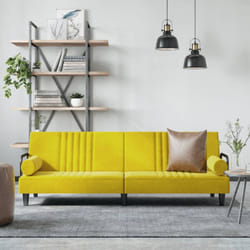 Divano Letto, Divano convertibile con Braccioli Giallo in Velluto vidaXL