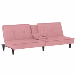 vidaXL Divano Letto con Portabicchieri in Velluto Rosa - Vista aggiuntiva 2