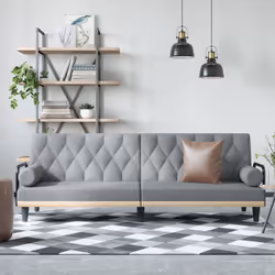 Divano Letto con Braccioli Grigio Chiaro in Tessutocod mxl 95602