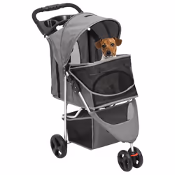 Passeggino per Cani Pieghevole Grigio 80x46x98cm Tessuto Oxfordcod mxl 121128 - Vista aggiuntiva 2