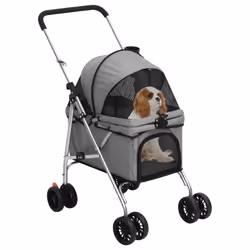Passeggino Cani Pieghevole Grigio 76x50x100cm Tessuto Oxfordcod mxl 73224 - Vista aggiuntiva 2