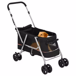 Passeggino per Cani Pieghevole Nero 100x49x96cm Tessuto di Linocod mxl 97463 - Vista aggiuntiva 2