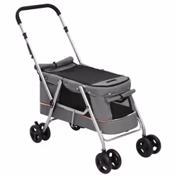 Passeggino Cani Pieghevole Grigio 100x49x96cm Tessuto di Linocod mxl 73171 - Vista aggiuntiva 3