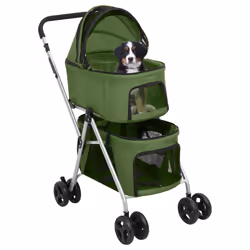 Passeggino Cani Pieghevole 2 Livelli Verde 83x48x97cm Tessutocod mxl 127007 - Vista aggiuntiva 2