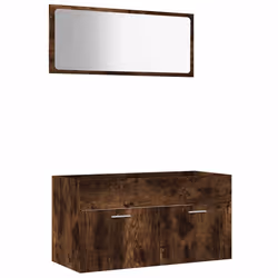 Set Mobili da Bagno 2 pz Rovere Fumo in Legno Multistratocod mxl 129225 - Vista aggiuntiva 2