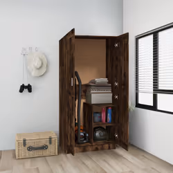 vidaXL Armadio Rovere Fumo 82,5x51,5x180 cm in Legno Multistrato - Vista aggiuntiva 3