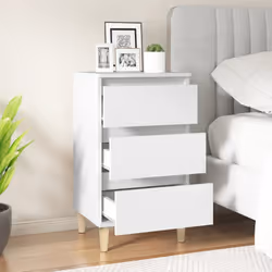 vidaXL Comodino Bianco 40x35x70 cm in Legno Multistrato - Vista aggiuntiva 3