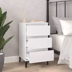 vidaXL Comodino Bianco 40x35x70 cm in Legno Multistrato - Vista aggiuntiva 3