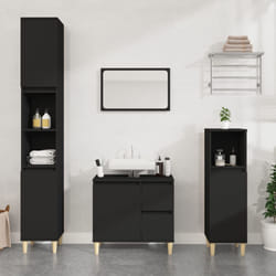 Armadietto da Bagno Nero 30x30x190 cm in Legno Multistratocod mxl 78327