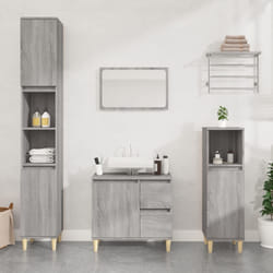 Armadietto Bagno Grigio Sonoma 30x30x190cm in Legno Multistratocod mxl 81559