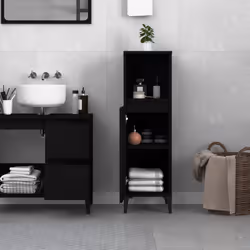 Armadietto da Bagno Nero 30x30x100 cm in Legno Multistratocod mxl 102307
