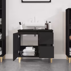Armadietto da Bagno Nero 65x33x60 cm in Legno Multistratocod mxl 126258 - Vista aggiuntiva 3