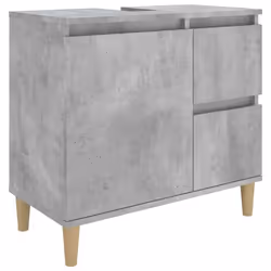Armadietto da Bagno Grigio Cemento 65x33x60cm Legno Multistratocod mxl 103827