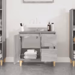 Armadietto Bagno Grigio Sonoma 65x33x60 cm in Legno Multistratocod mxl 103504 - Vista aggiuntiva 3