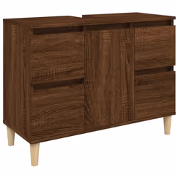 Mobile Lavabo Rovere Marrone 80x33x60 cm in Legno Multistratocod mxl 79715 - Vista aggiuntiva 2