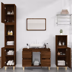 Mobile Lavabo Rovere Marrone 80x33x60 cm in Legno Multistratocod mxl 79715 - Vista aggiuntiva 3