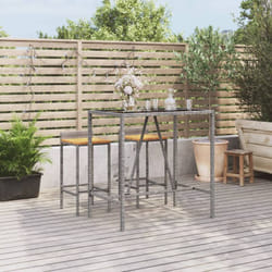 Tavolo da Giardino, Tavolo da Bar con Piano in Vetro Grigio 110x70x110cm Polyrattan Vidaxl 4047